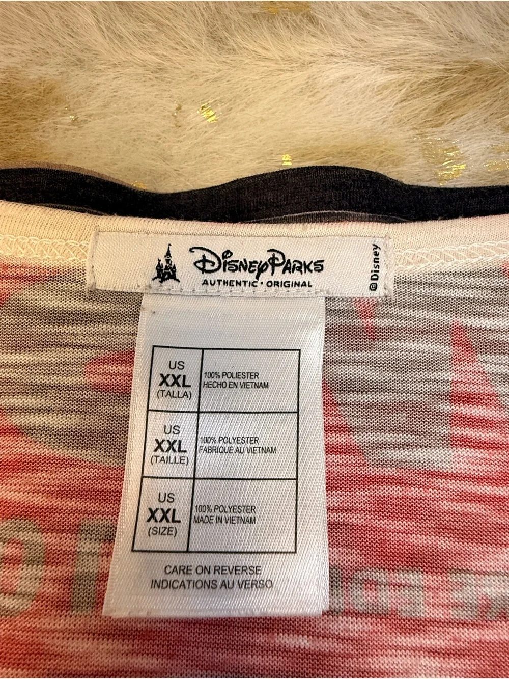 Disney‎ Parks Mickey Minnie Newspaper Print Top XXL Oversized Sheer Graphic Tee